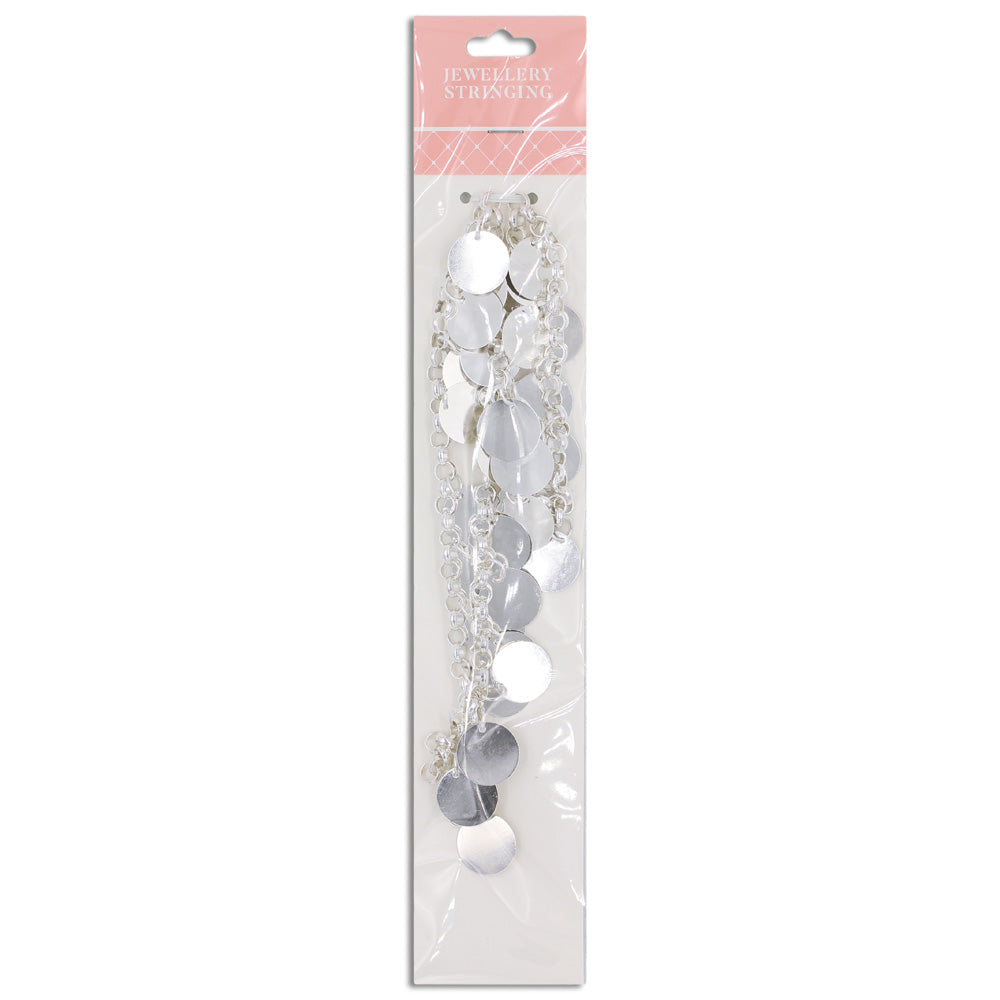 0.5m Chain with Disk Charm, Bright Silver- Sullivans