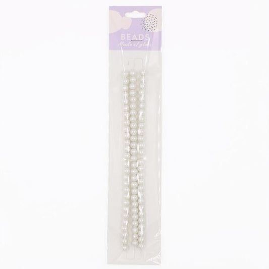Sullivans Glass Pearls Bead, 25g Ivory- 6mm