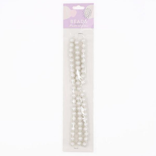 Sullivans Glass Pearls Bead, 25g Ivory- 8mm