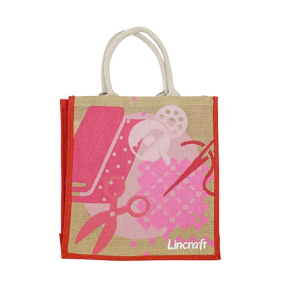 Lincraft Printed Jute Bag, 36x39x13cm