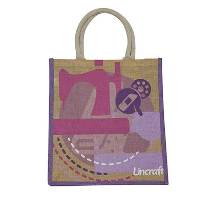 Lincraft Printed Jute Bag, 36x39x13cm