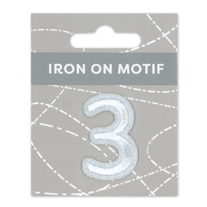 Sullivans Iron On Motif, White 3- 35mm