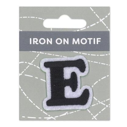 Sullivans Iron On Motif, Black E- 35mm