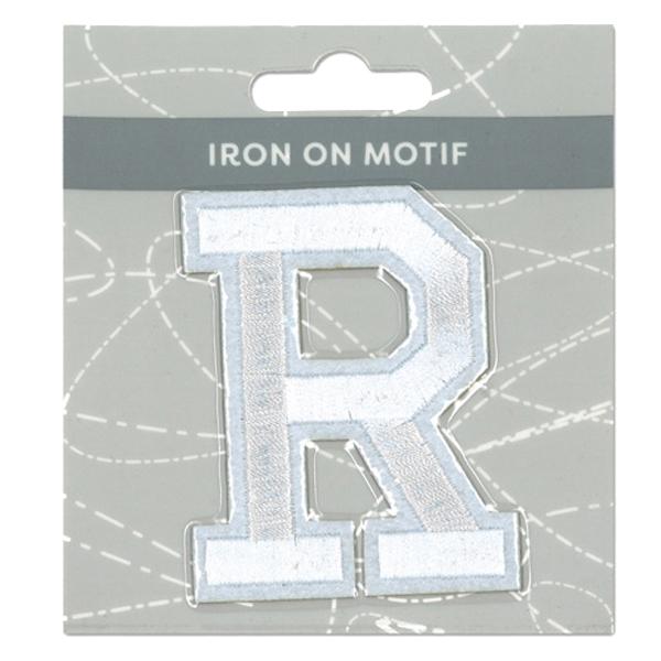 Sullivans Iron On Motif, White R- 75mm