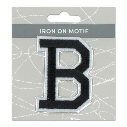 Sullivans Iron On Motif, Black B- 75mm