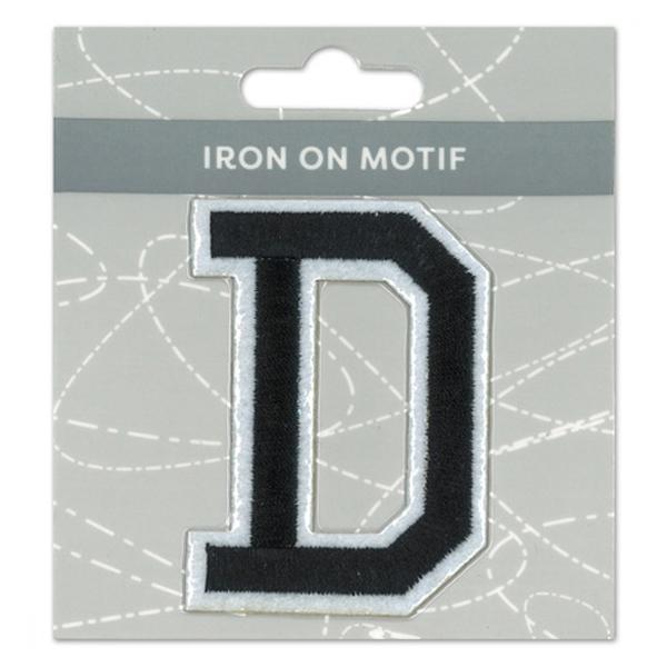 Sullivans Iron On Motif, Black D- 75mm