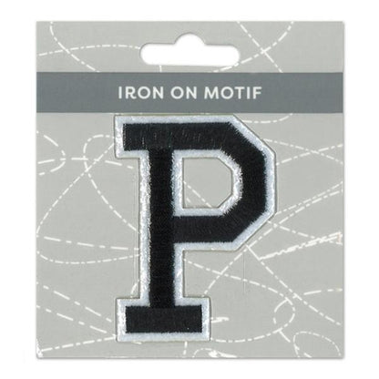 Sullivans Iron On Motif, Black P- 75mm