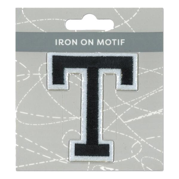 Sullivans Iron On Motif, Black T- 75mm