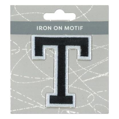 Sullivans Iron On Motif, Black T- 75mm
