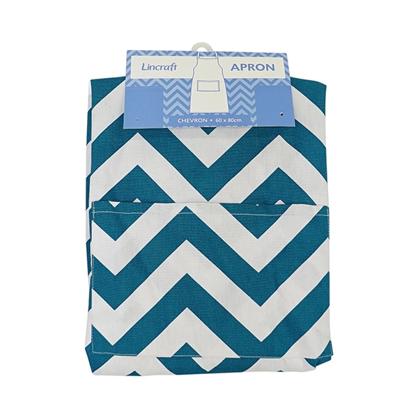 60cm x 80cm Apron, Aqua Chevron