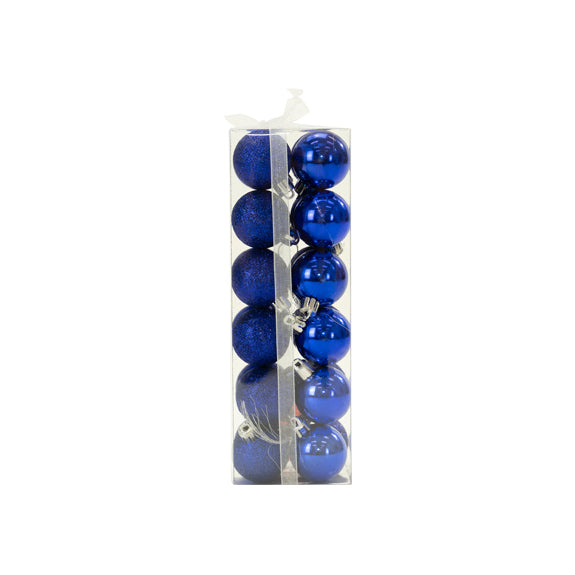 Shiny/Glitter & Matte Bauble Pack, Blue- 4cm