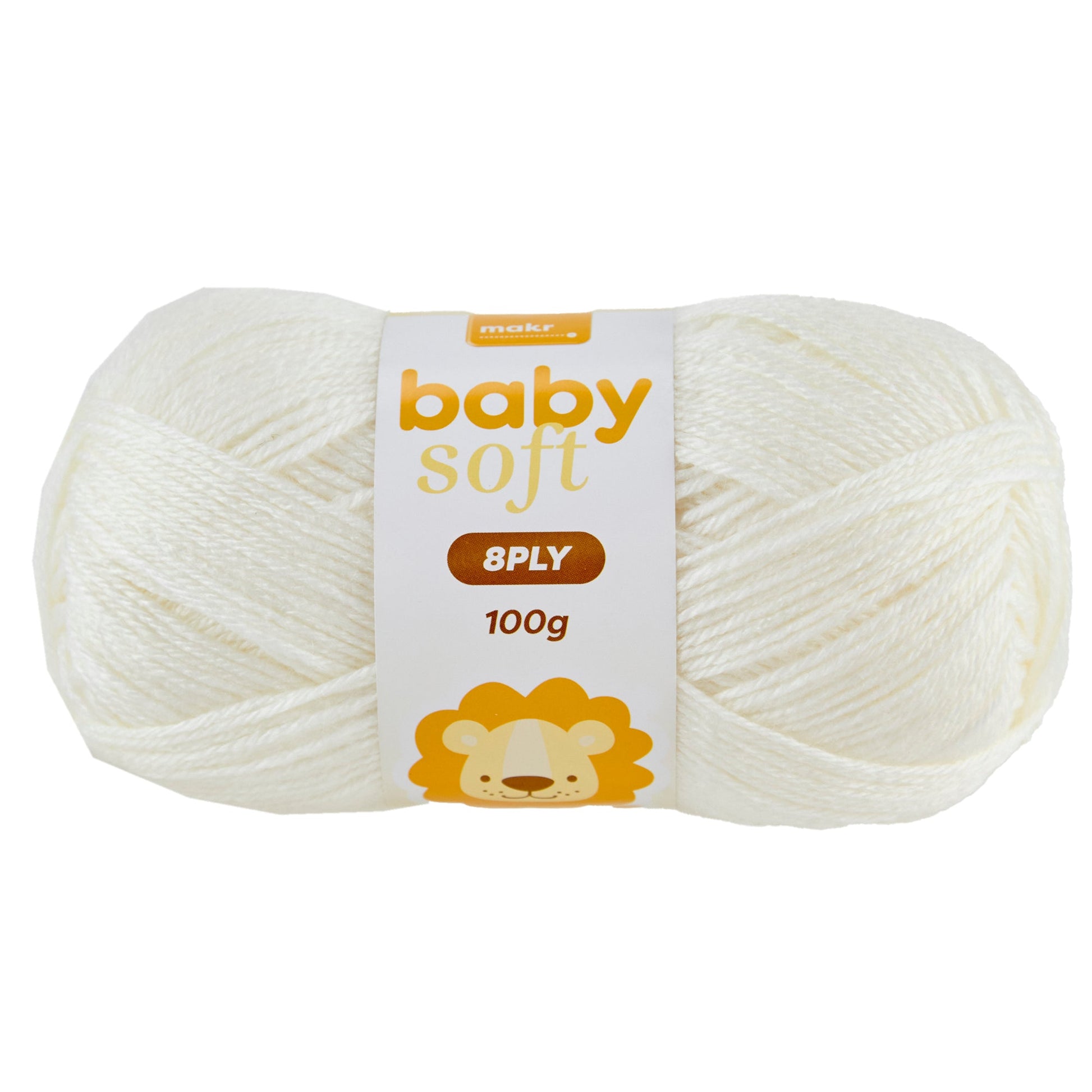 Makr Baby Soft Crochet & Knitting Yarn 8ply, Ivory- 100g Acrylic Nylon Blend Yarn