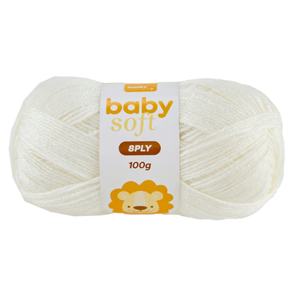 Makr Baby Soft Crochet & Knitting Yarn 8ply, Ivory- 100g Acrylic Nylon Blend Yarn