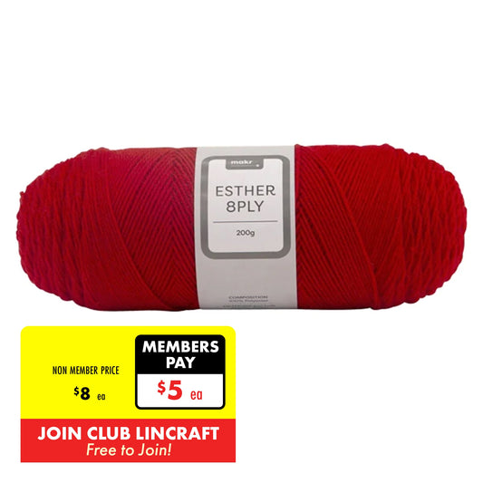 Makr Esther 8ply Crochet & Knitting Yarn, Red- 200g Polyester Yarn