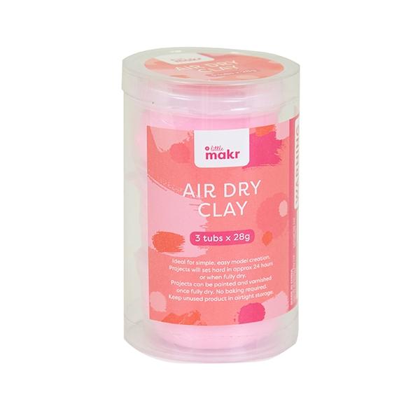 Little Makr 28g Air Dry Clay Mini Tubs, Fairy Floss Pink- 3pk