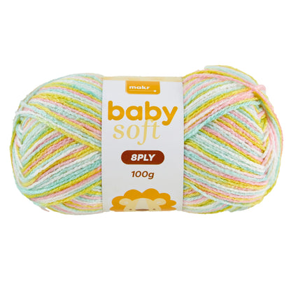 Makr Baby Soft Print Crochet & Knitting Yarn 8ply, 100g Acrylic Nylon Blend Yarn