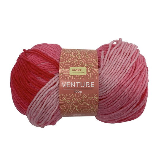 Makr Venture Yarn, Pink- 100g Acrylic Yarn