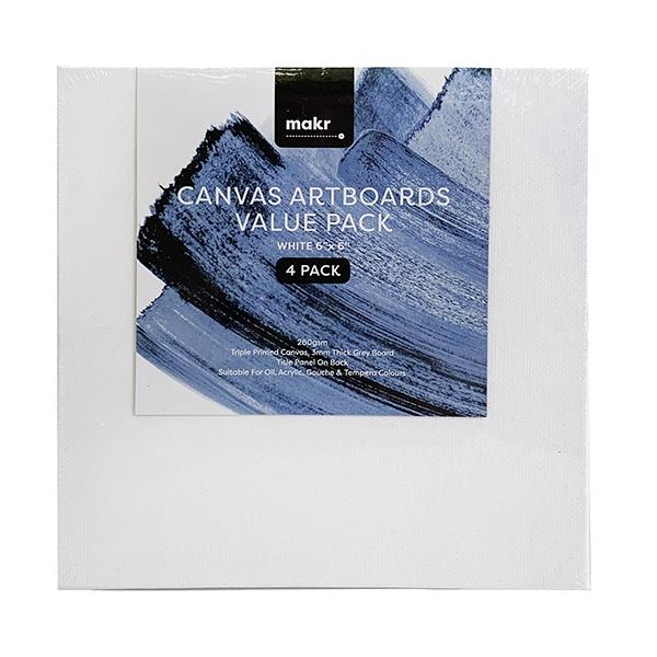 Makr Canvas Artboards Value Pack - 6x6in (15x15cm) - 4 Pack