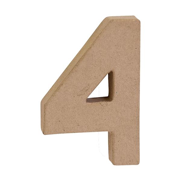 Makr Paper Mache, Small Numeral 4- 4 inch