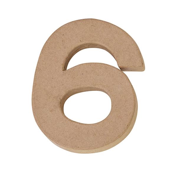 Makr Paper Mache, Small Numeral 6- 4 inch