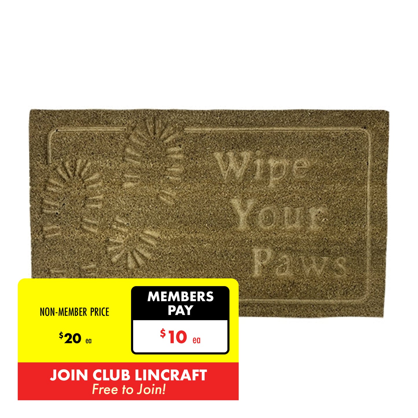 Formr Coir Door Mat, Wipe Paws- 43x73cm