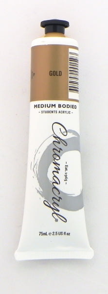 Chromacryl Student's Acrylic Paint, Gold- 75ml