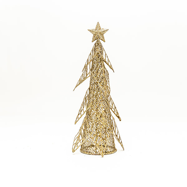 Christmas Metal Table Tree, Gold- 10x25cm