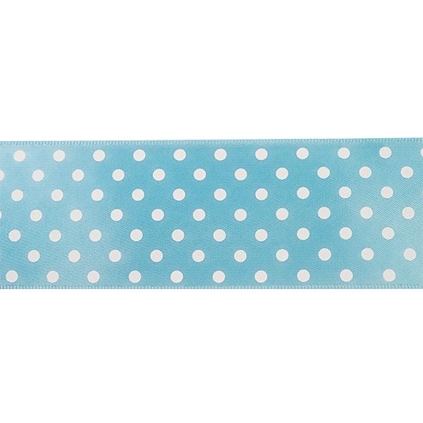 Makr Ribbon, Medium Dots Blue Satin- 38mmx3.6m