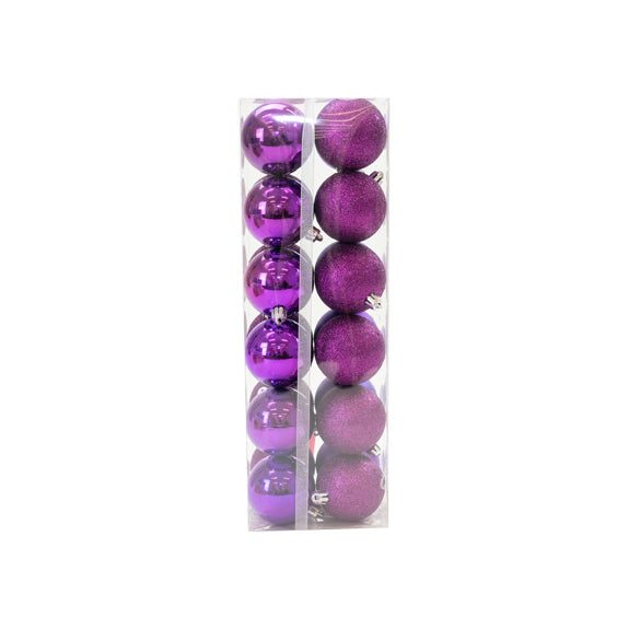 Shiny/Matte & Glitter Bauble Pack, Red- 60mm