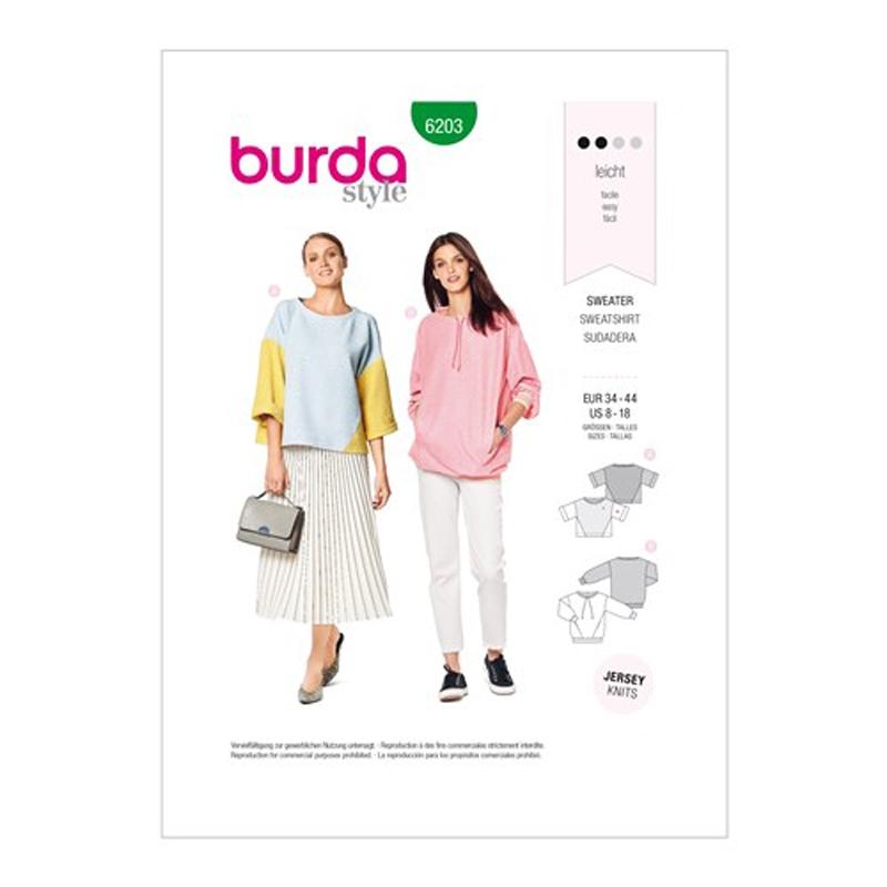 Burda Pattern X06203 Misses' Sweatshirts (34-44)