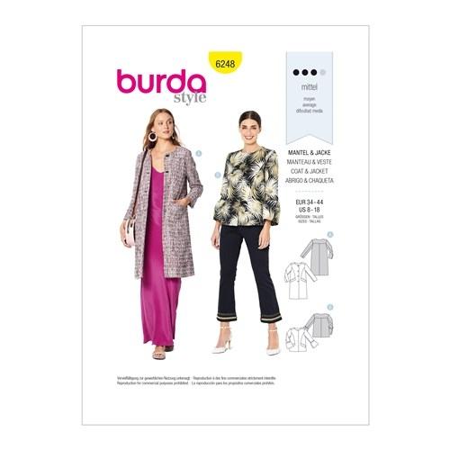 Burda Pattern 6248 Misses' Lined Coat Or Jacket (8-18)