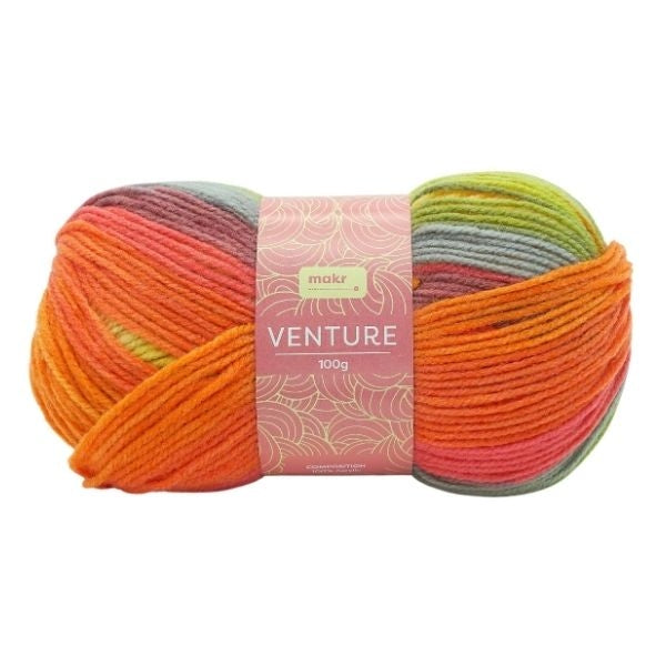 Makr Venture Yarn, Carrot Mix- 100g Acrylic Yarn