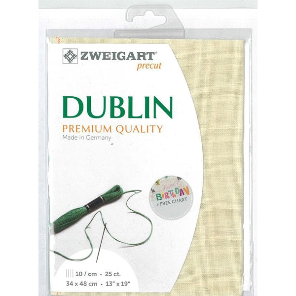 Zweigart Precut Dublin Linen, Silver & White- 25cnt