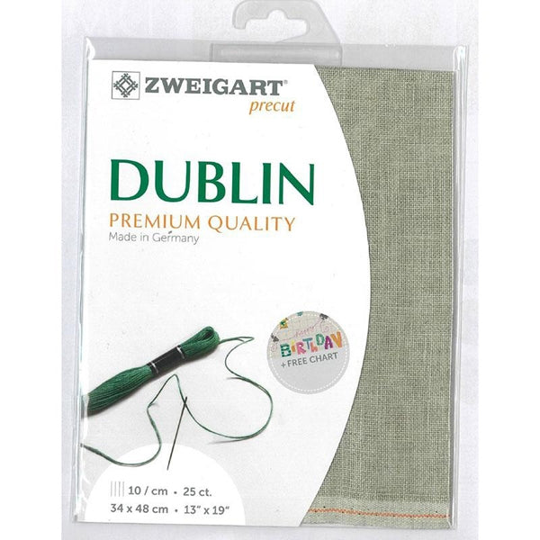 Zweigart Precut Dublin Linen, Silver & White- 25cnt