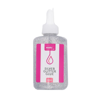 Makr Glitter Glue, Silver- 80ml