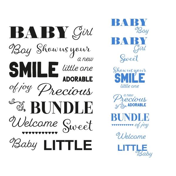 Sentiment Stamp Set, Bundle of Joy- 17pc