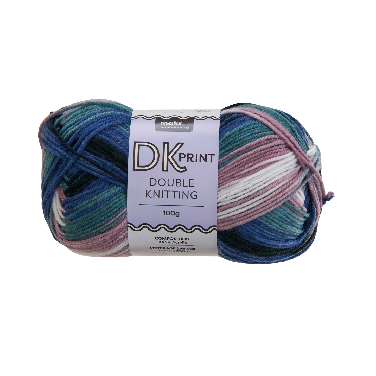 Makr Dk Print Yarn, Multi Mauve Mix- 100g