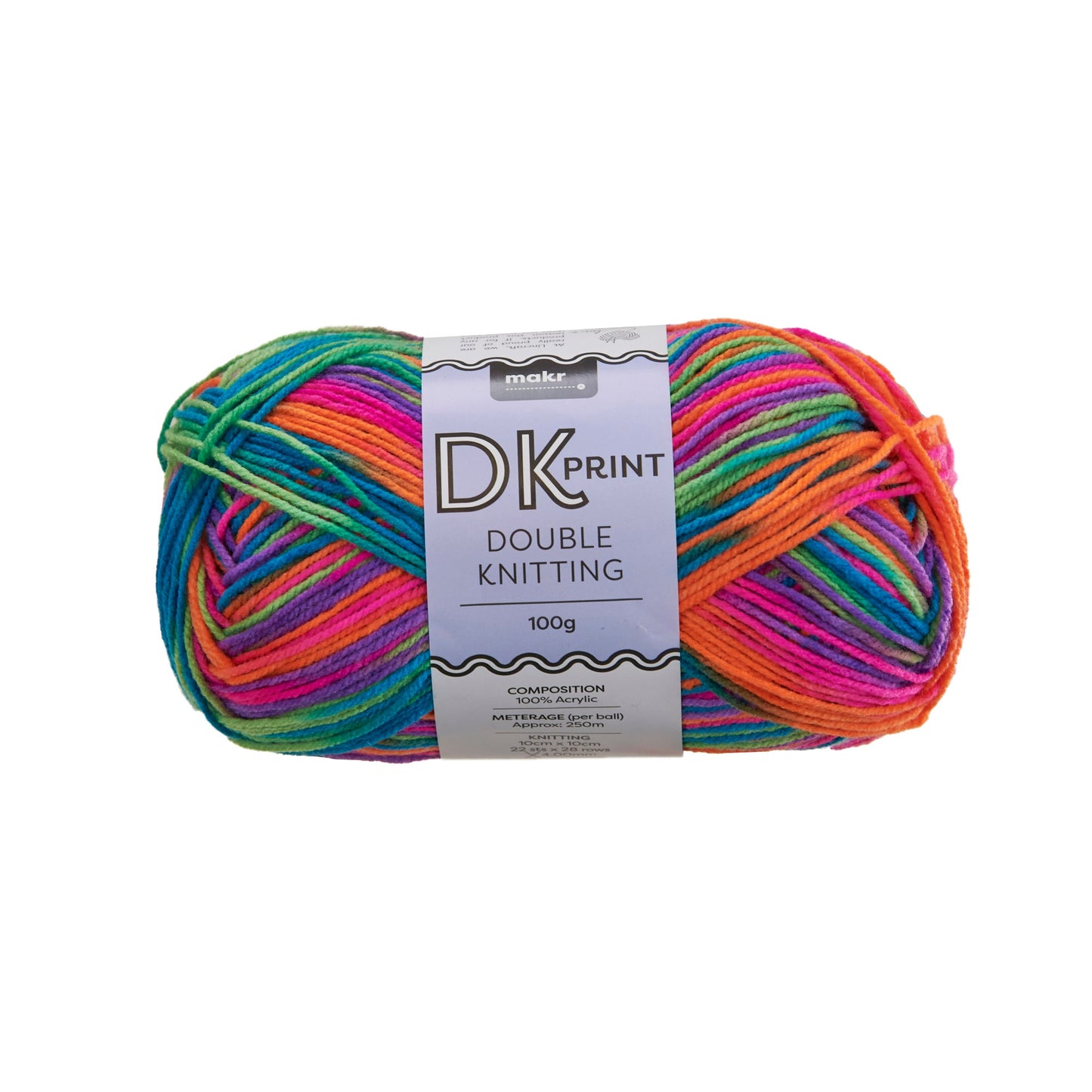 Makr Dk Print Yarn, Multi Fluro Mix- 100g