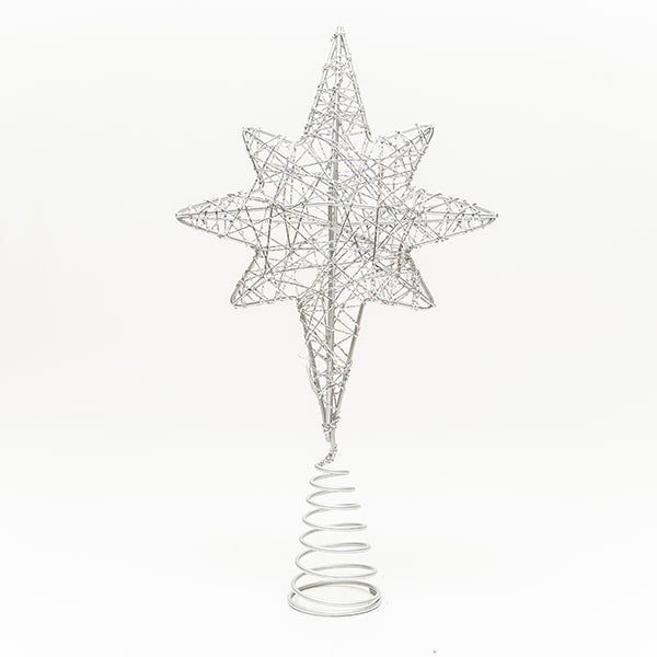 Christmas Metal Tree Topper, Silver- 16x5x28cm