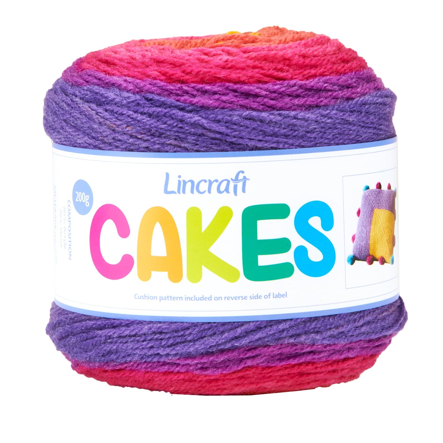 Lincraft Cakes Crochet & Knitting Yarn, 200g Acrylic Wool Blend Yarn