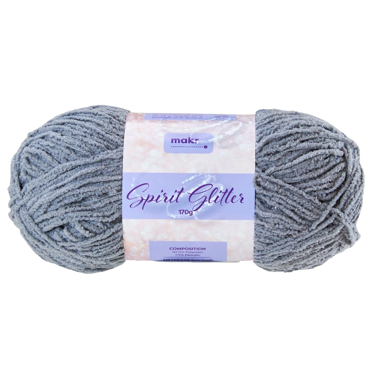 Makr Spirit Glitter Yarn, Grey-170g