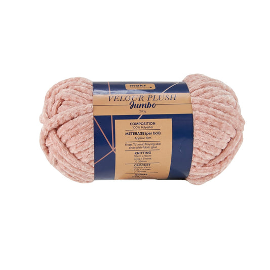 Makr Velour Plush Jumbo Yarn, Dusty Pink- 200g