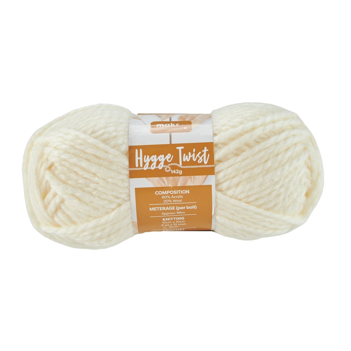 Makr Hygge Twist Crochet & Knitting Yarn, Sugar Swizzle- 142g