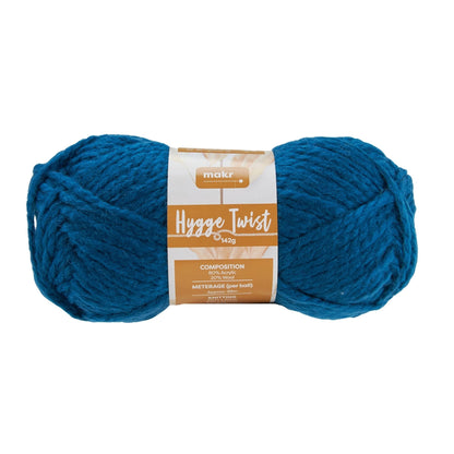 Makr Hygge Twist Crochet & Knitting Yarn, Moroccan Blue- 142g Acrylic Wool Yarn