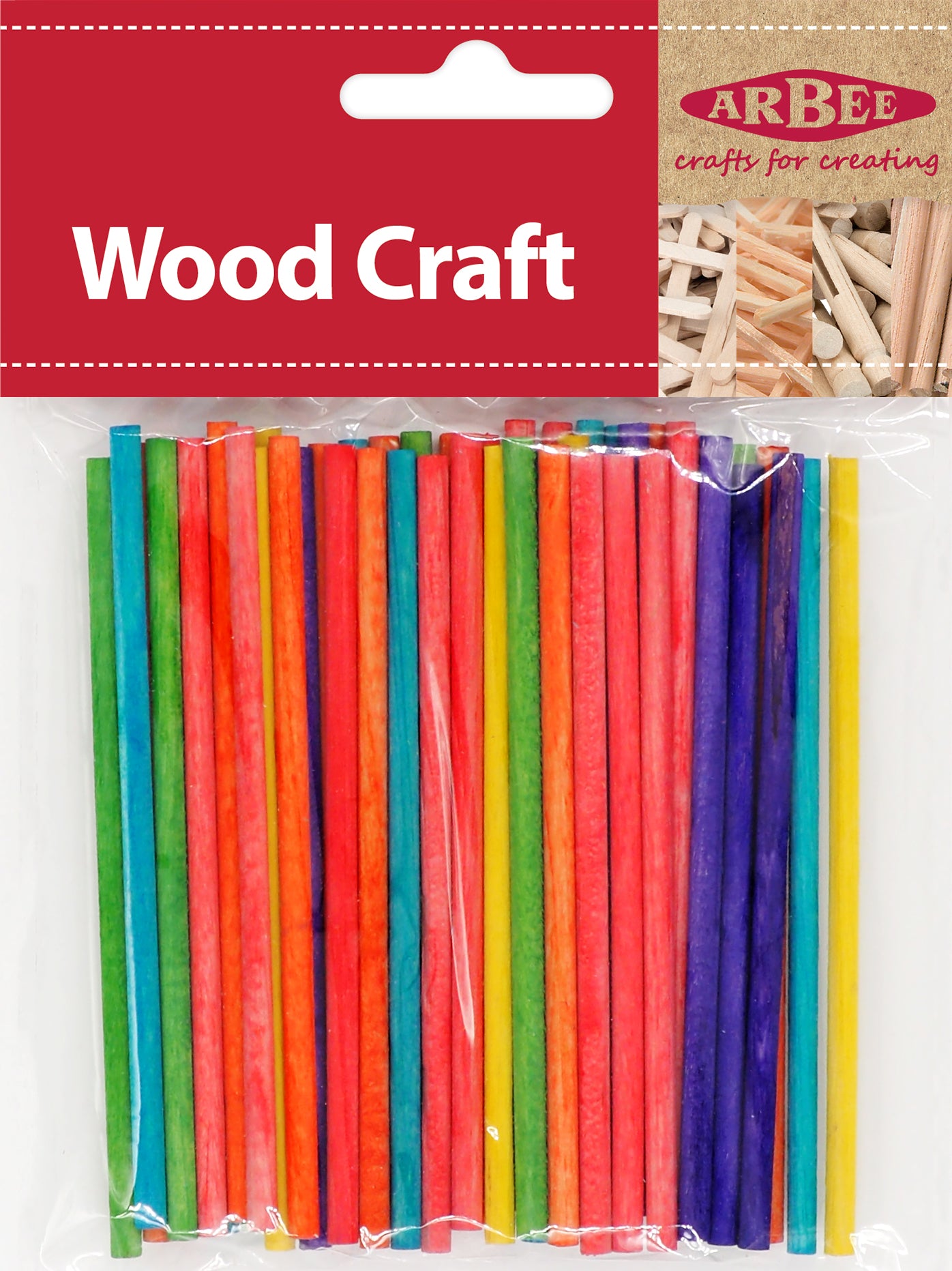 Arbee Wood Sticks, Coloured- 50pk – Lincraft