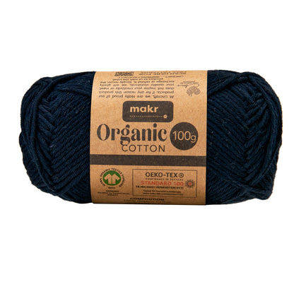 Makr Organic Cotton Yarn, Black- 100g Cotton Yarn