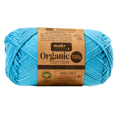 Makr Organic Cotton Yarn, Blue- 100g Cotton Yarn