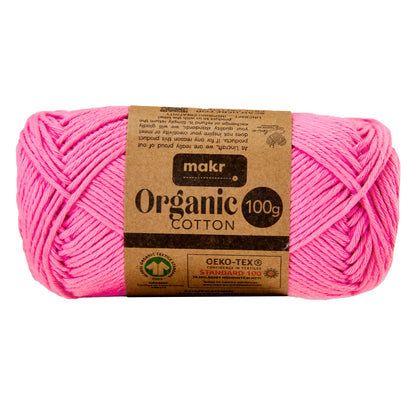 Makr Organic Cotton Yarn, Pink- 100g Cotton Yarn