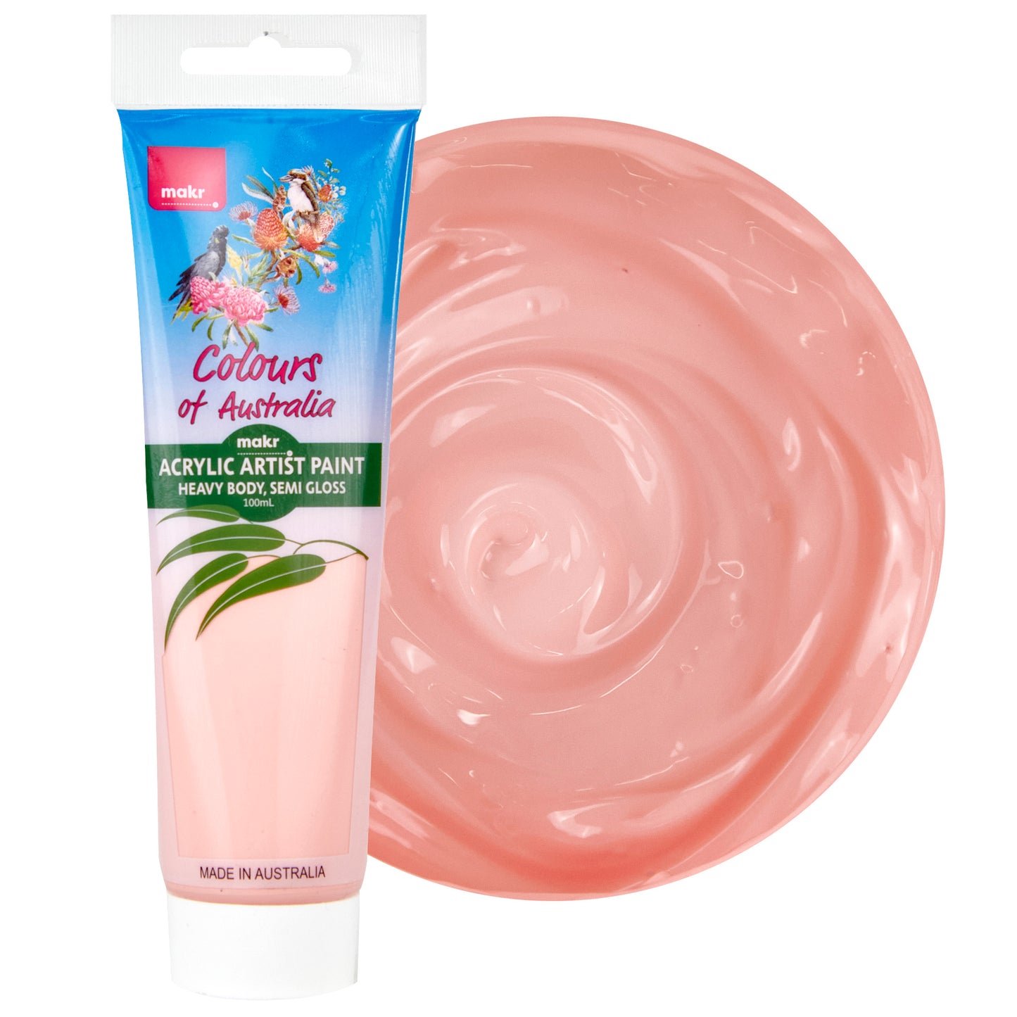 Makr Colours Of Australia Heavy Body Semi-Gloss Acrylic Artist Paint, Azalea Pink- 100ml