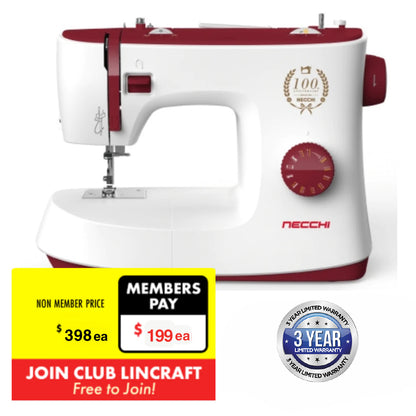 NECCHI K417A Sewing Machine, Manual Select 17 Stitch, Burgundy Cream